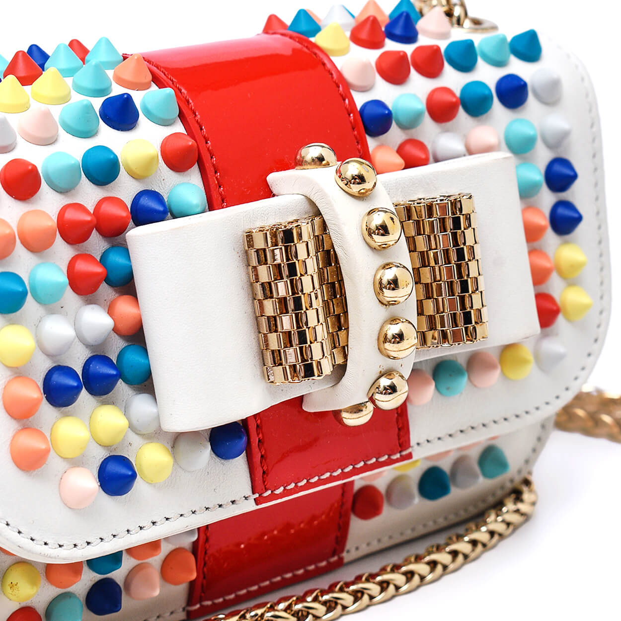 Christian Louboutin -White Mini Sweet Charity Spikes Bag